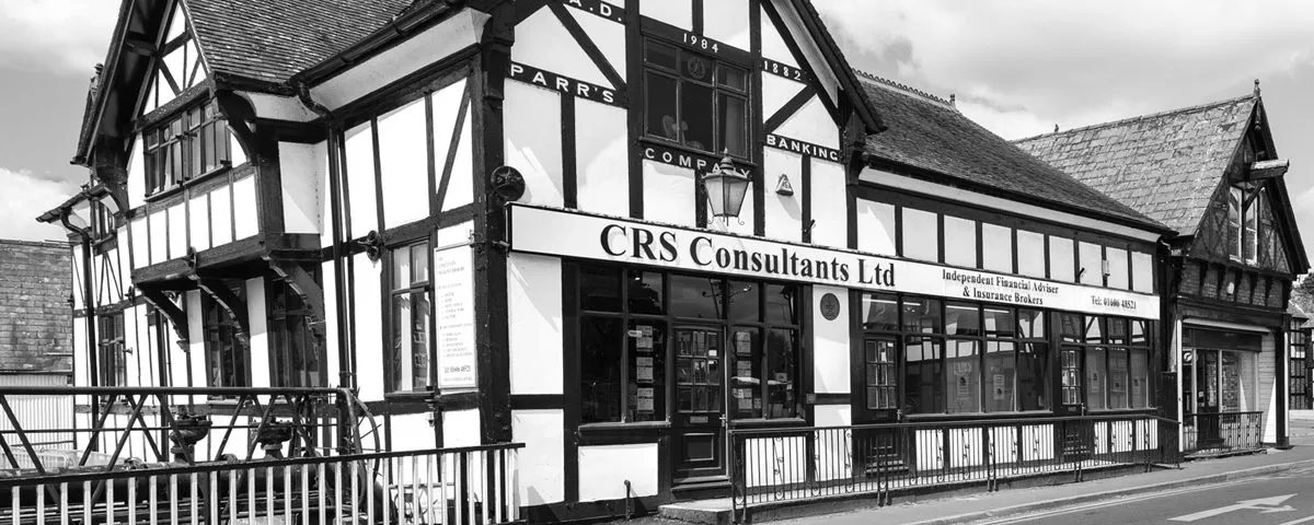 black and white photograph of CRS building